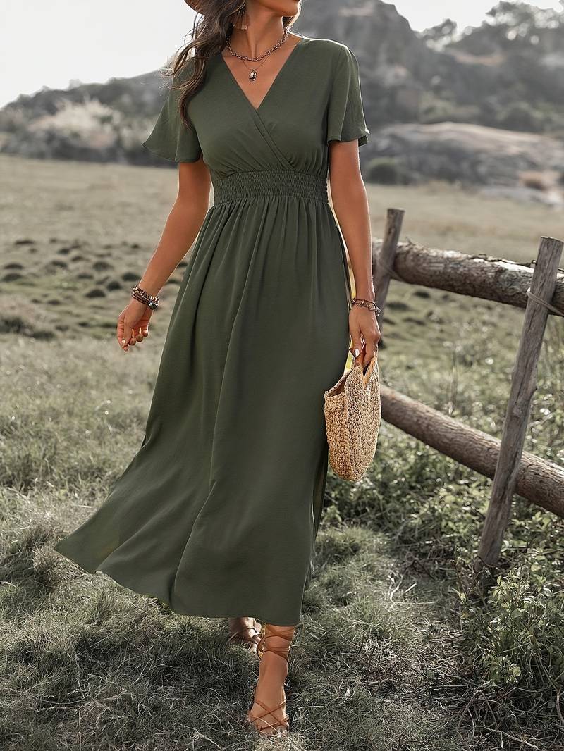 Alyina - Elegant and Chic Short Sleeve Dress for Woman