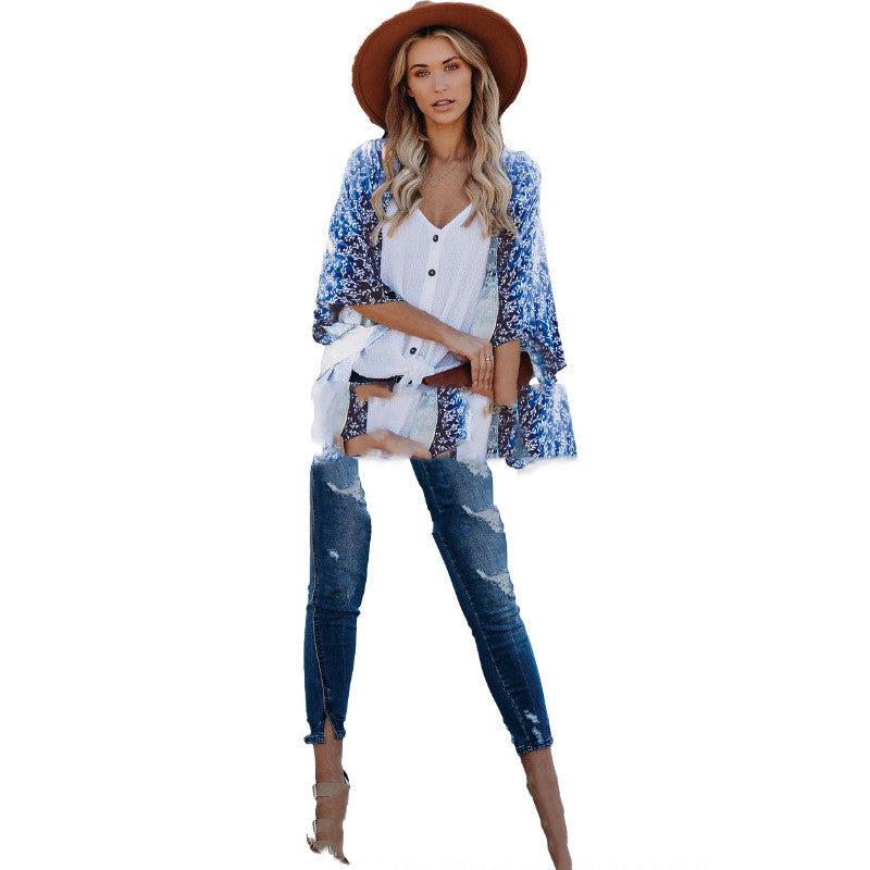 Rhiannon - Timeless and Elegant Blouse with Sun Protection Cardigan Scarf for Woman