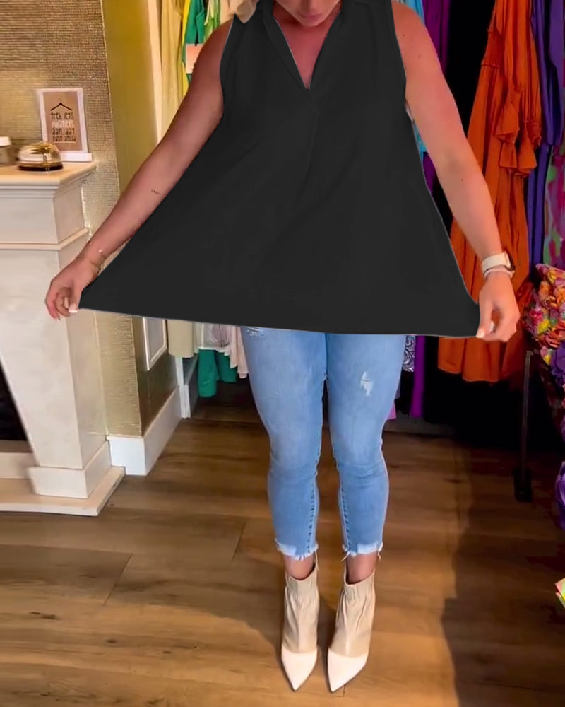 Emily - Chic and Elegant Sleeveless Top and Lapel for Women