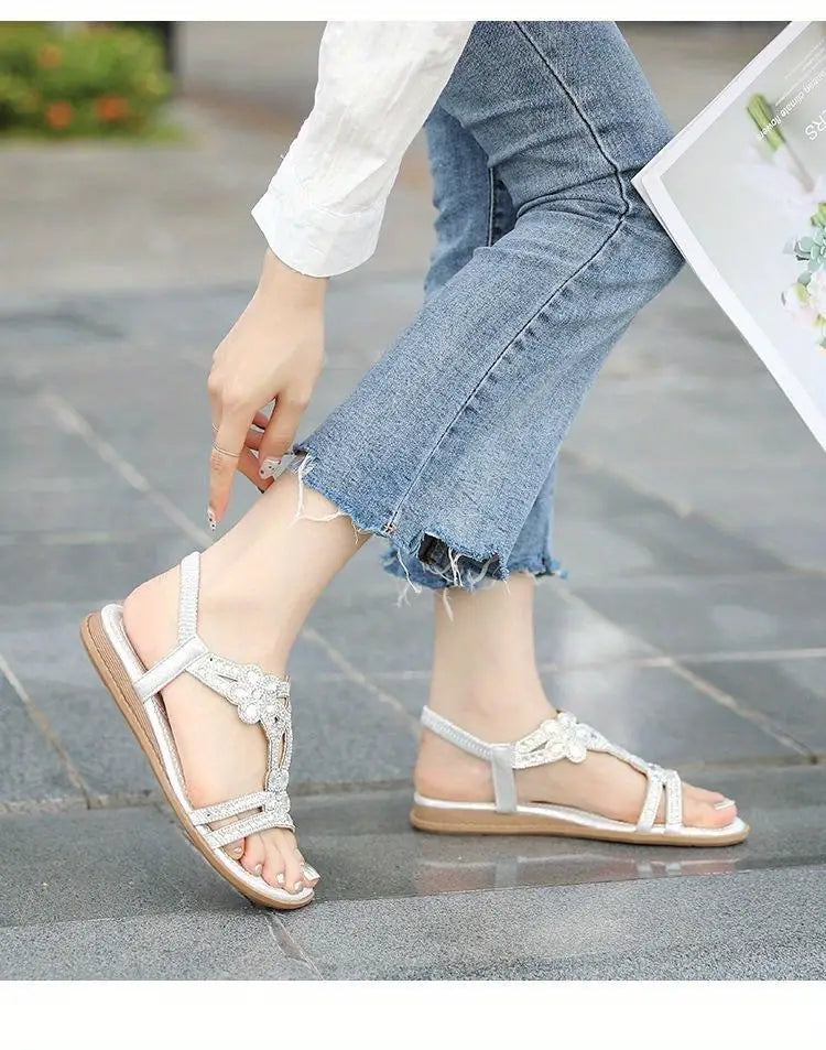 Grace - Chic and Classy Flat with Elastic Ankle Strap Sandals for Woman