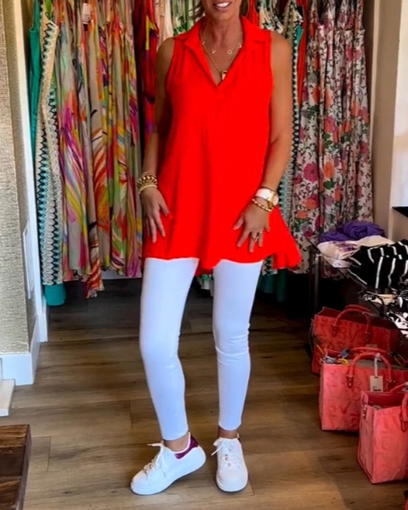 Emily - Chic and Elegant Sleeveless Top and Lapel for Women