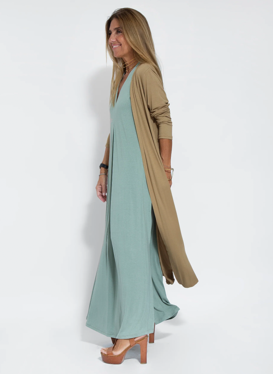 Sienna - Timeless and Refined Long Dress with Vest for Woman