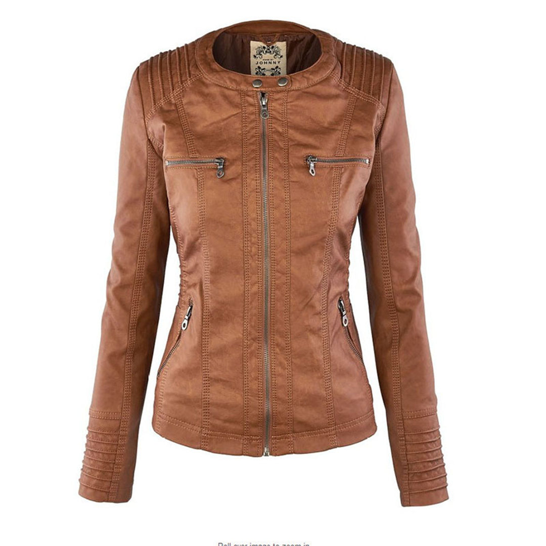 Amelia - Elegant and Versatile Leather Jacket for Woman