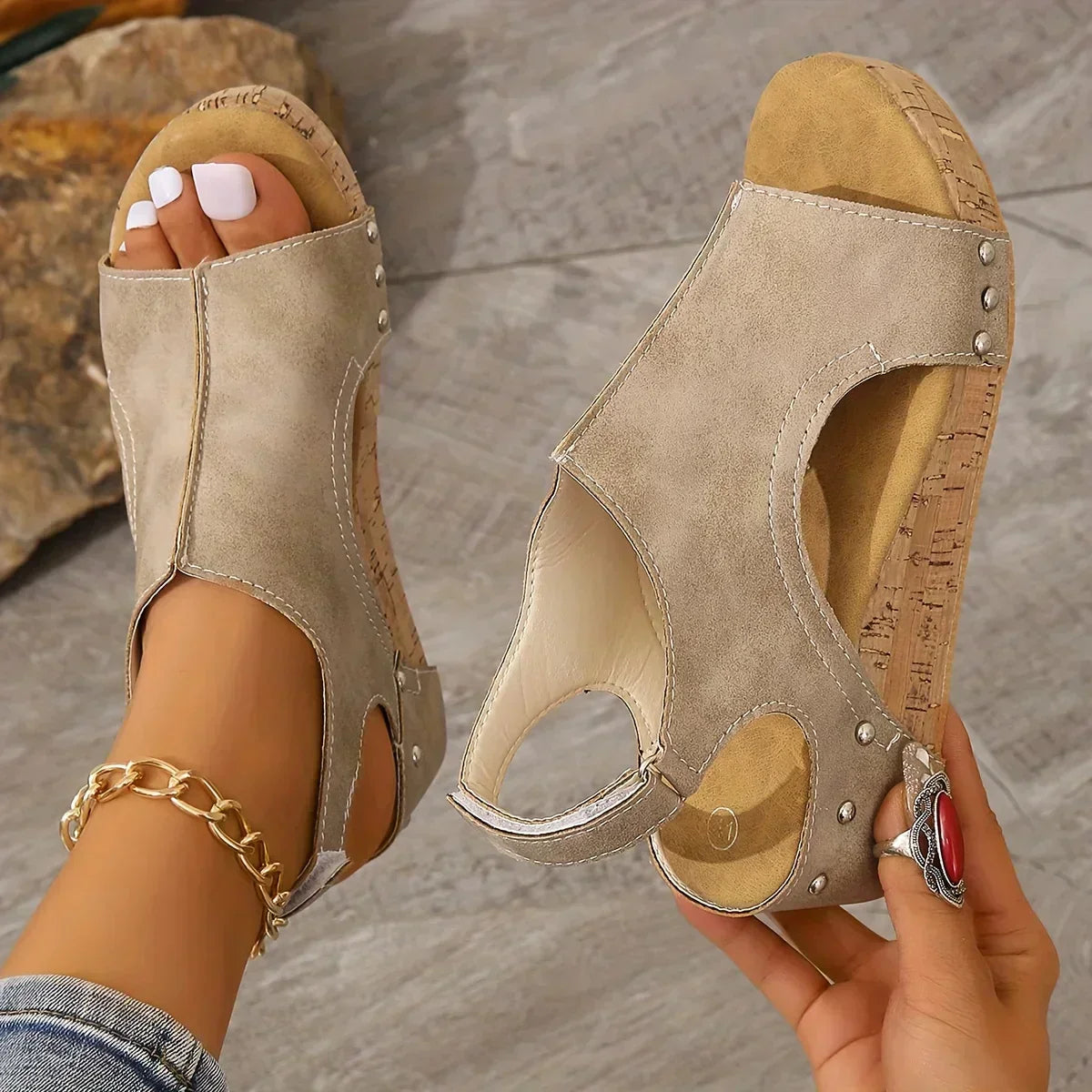 Lucy - Elegant and Comfortable Wedge Sandals for Woman