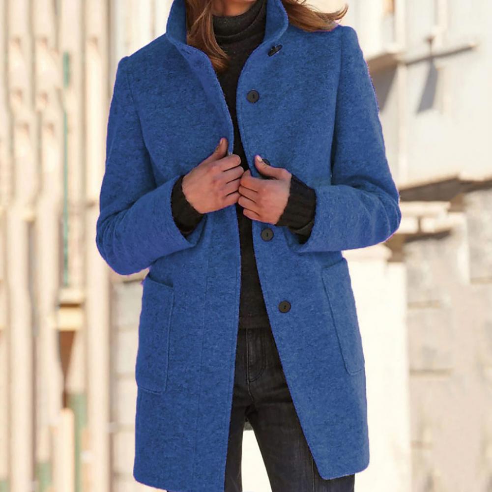 Isla - Elegant and Stand-up Collar Long Jacket for Woman