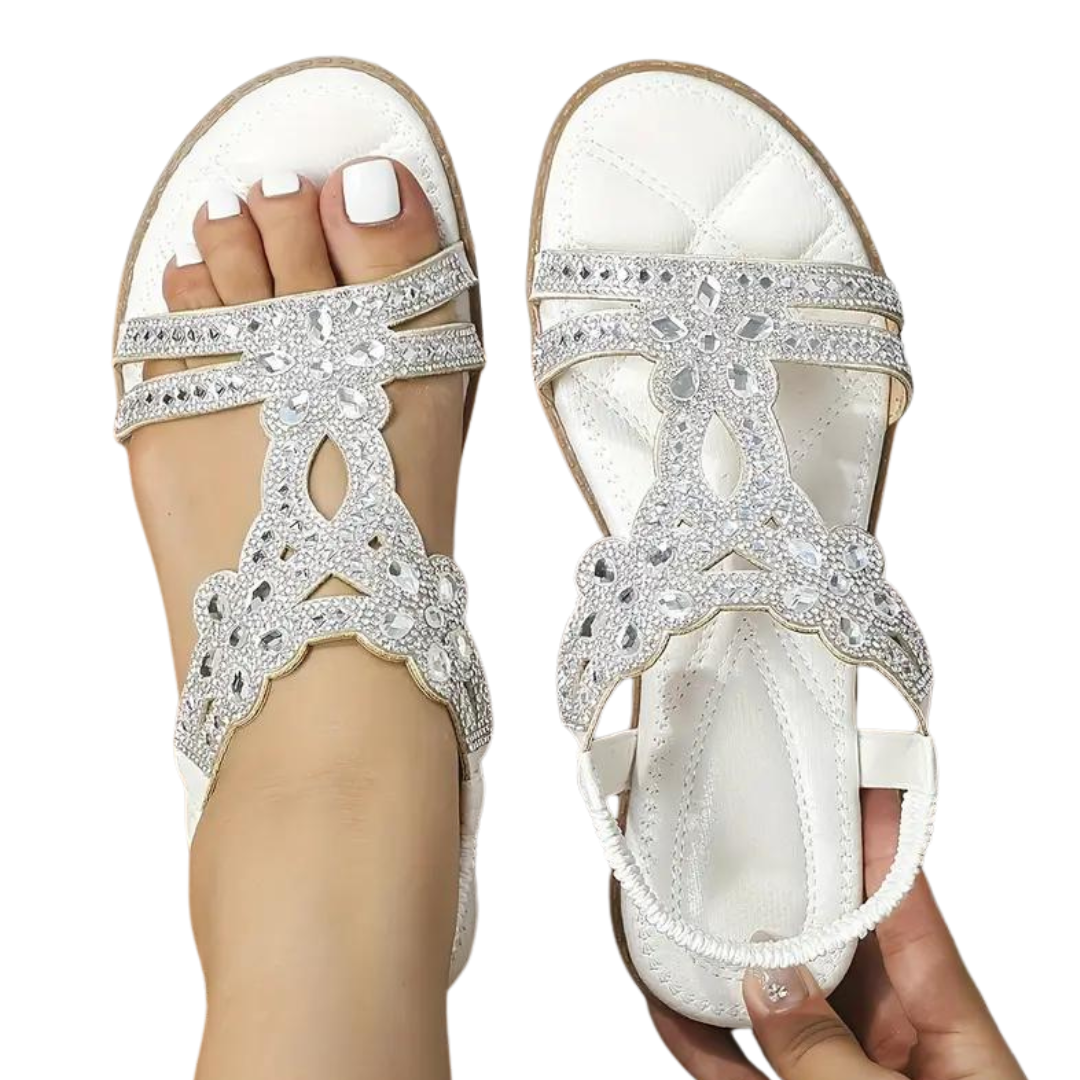 Grace - Chic and Classy Flat with Elastic Ankle Strap Sandals for Woman