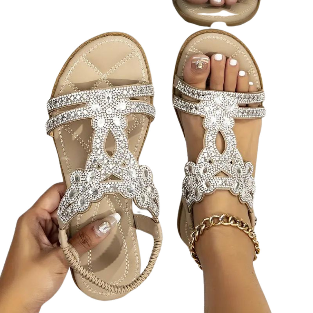 Grace - Chic and Classy Flat with Elastic Ankle Strap Sandals for Woman