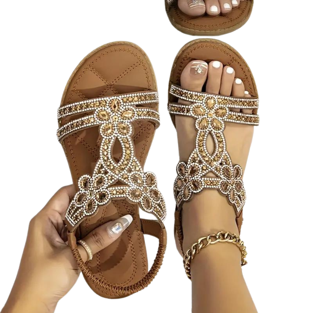 Grace - Chic and Classy Flat with Elastic Ankle Strap Sandals for Woman
