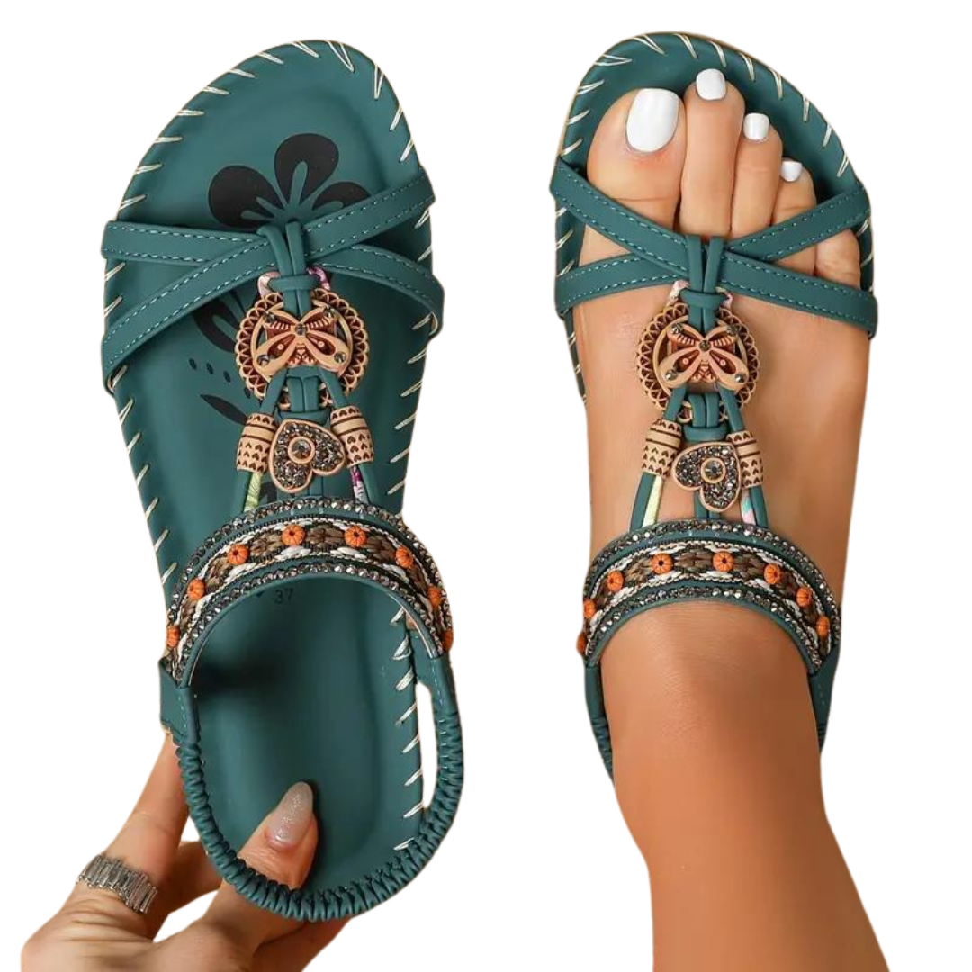 Gemma - Refined and Classy with Boho Rhinestone Butterfly Sandals for Woman