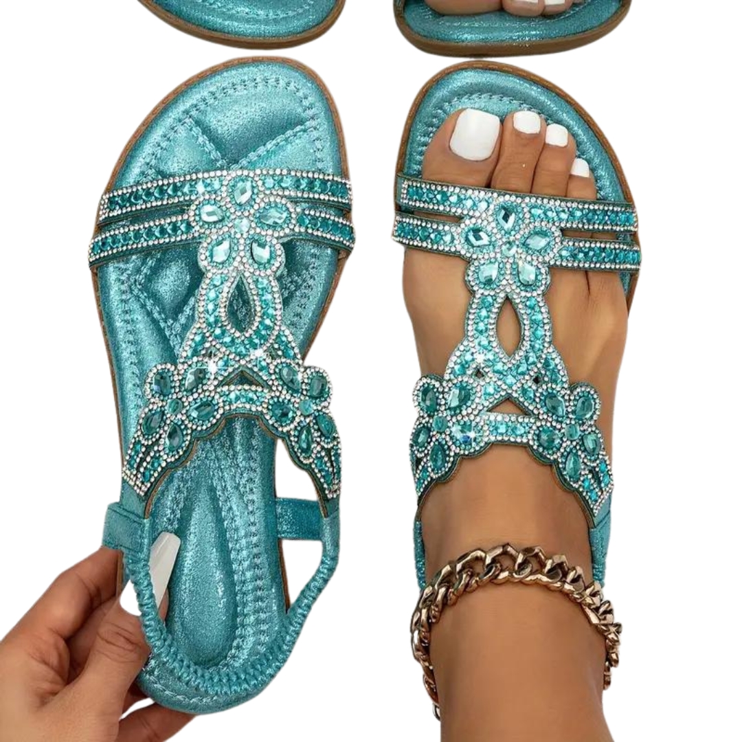 Grace - Chic and Classy Flat with Elastic Ankle Strap Sandals for Woman