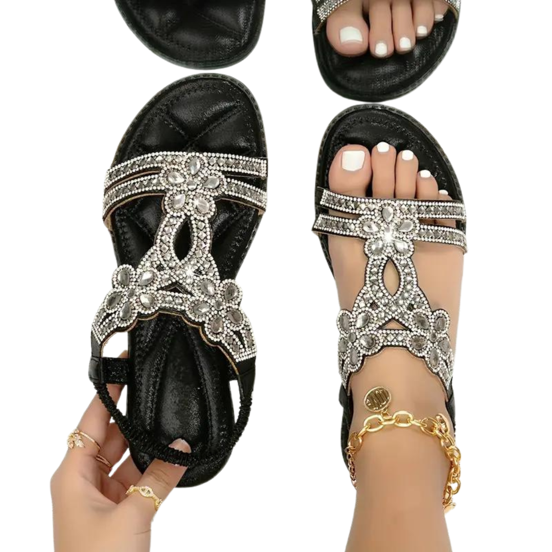 Grace - Chic and Classy Flat with Elastic Ankle Strap Sandals for Woman
