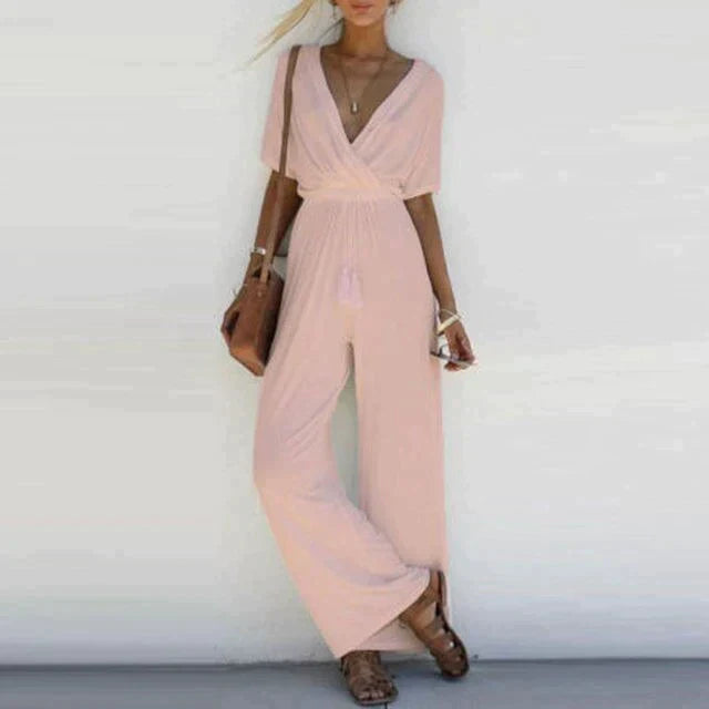 Jasmine - Elegant and Casual Jumpsuit with V Neckline for Woman