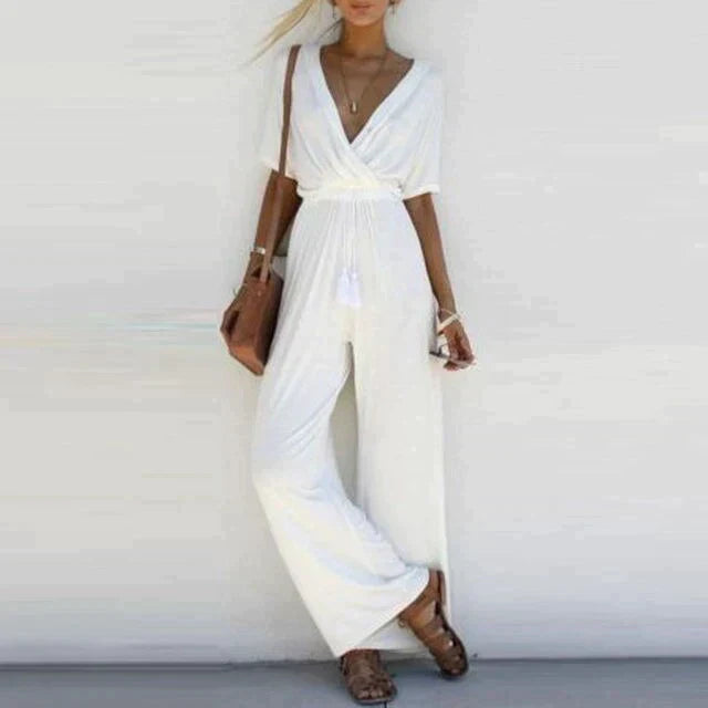 Jasmine - Elegant and Casual Jumpsuit with V Neckline for Woman